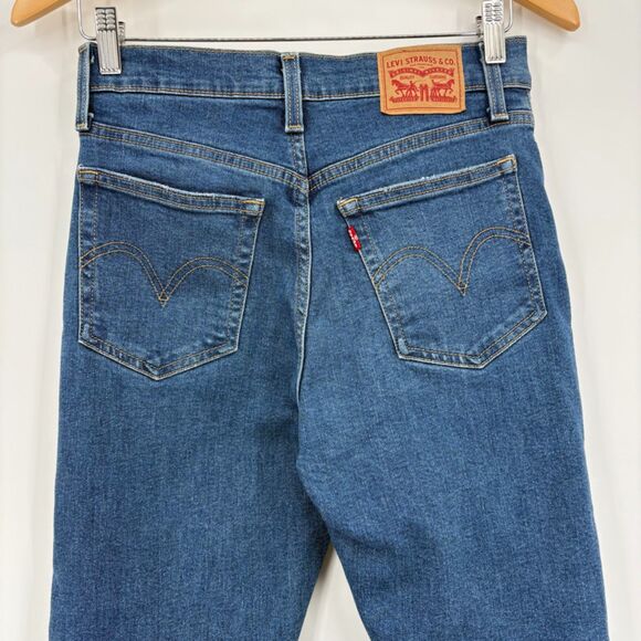 Levi's Wedgie Straight Button Fly Jeans, Sz 27, Medium Indigo Distressed Classic - Picture 5 of 8